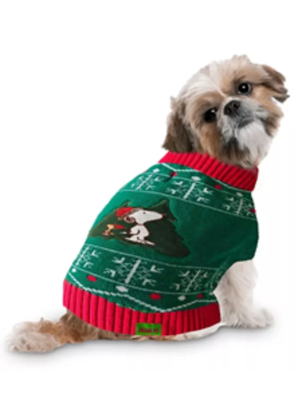 NWT~ Peanuts Snoopy & Woodstock Green & Red Knit Holiday Pet Sweater (Size:  XL)